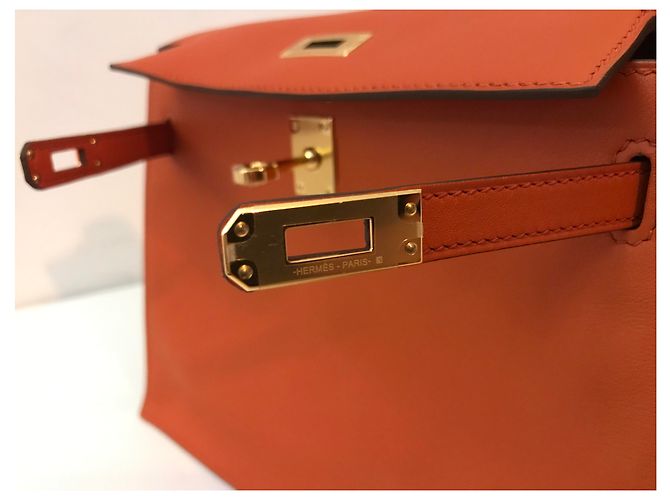 Hermès Kelly Danse II Terre Battue swift leather gold hardware Arancione - vista 7