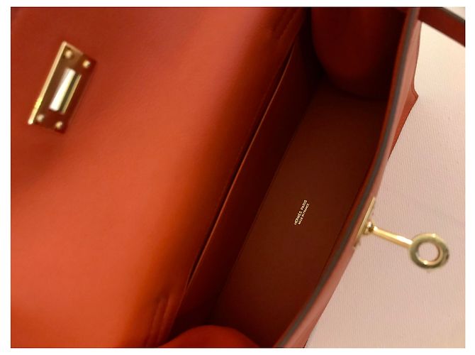 Hermès Kelly Danse II Terre Battue swift leather gold hardware Arancione - vista 8