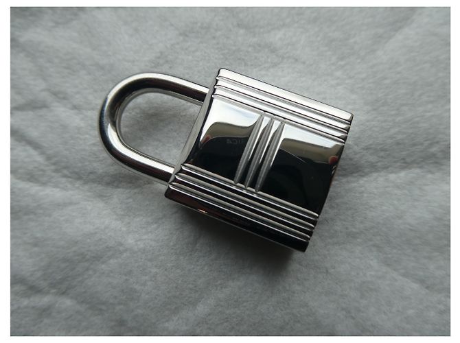 Lucchetto Hermès in acciaio argento palladio finitura lucida Silver hardware - vista 2