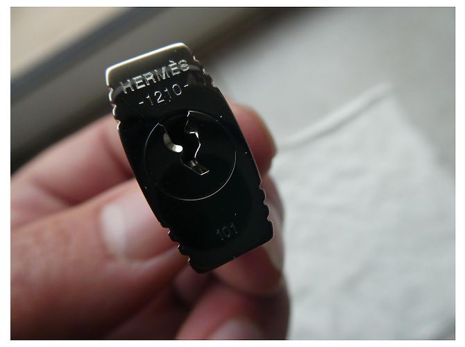 Lucchetto Hermès in acciaio argento palladio finitura lucida Silver hardware - vista 4