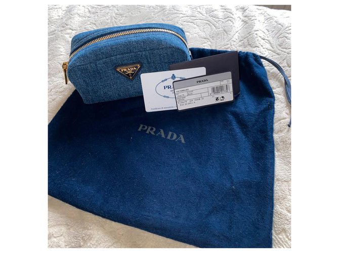 Astuccio da viaggio Prada in denim blu - vista 2