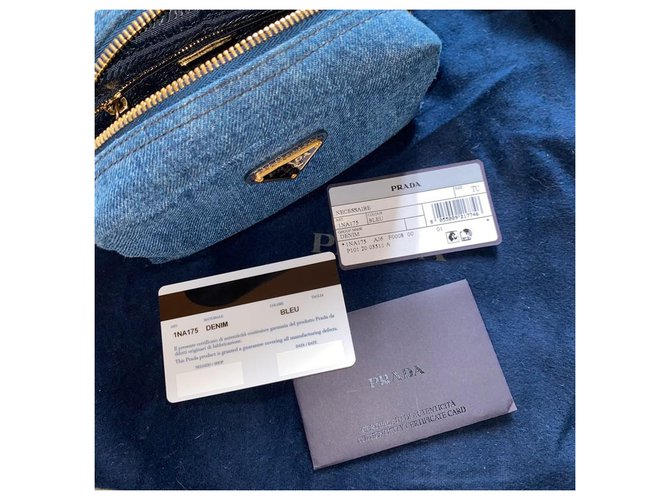 Astuccio da viaggio Prada in denim blu - vista 6