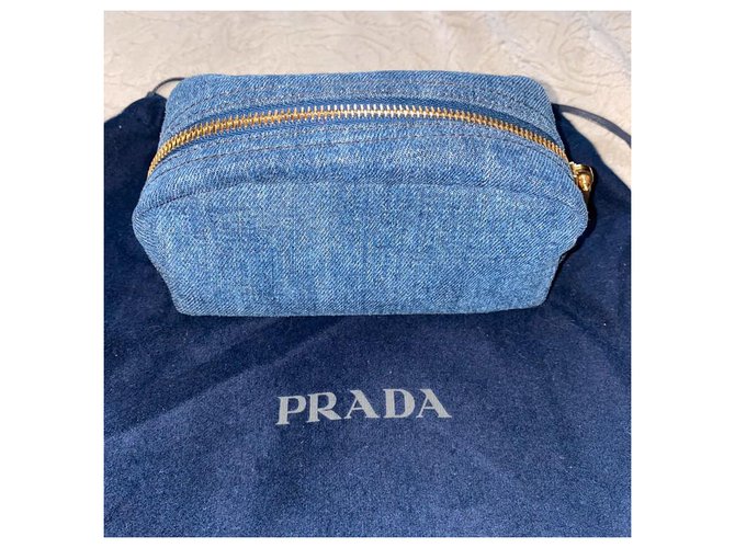 Astuccio da viaggio Prada in denim blu - vista 7