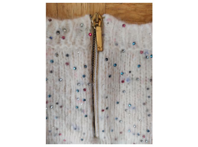 Chanel Strass Wollpullover Weiß - Ansicht 2
