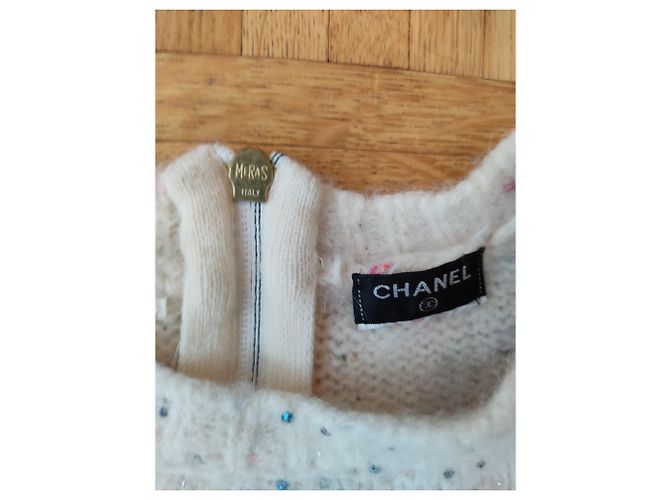 Chanel Strass Wollpullover Weiß - Ansicht 4