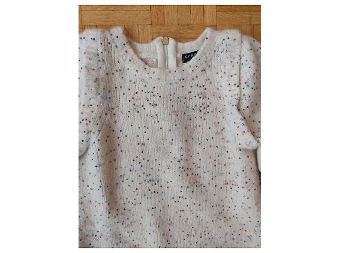 Chanel Strass Wollpullover Weiß - Ansicht 6