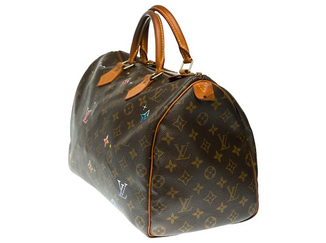 Speedy Sac Louis Vuitton veloce 3( in tela Monogram personalizzata Marrone - vista 3