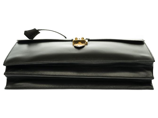 Sac à dépêches Splendid Hermès Dispatch bag in black box leather customized with black crocodile - view 11