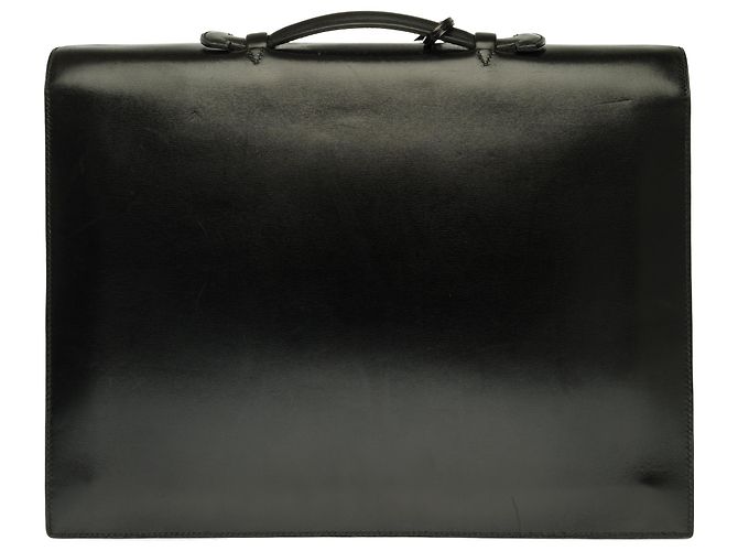 Sac à dépêches Splendid Hermès Dispatch bag in black box leather customized with black crocodile - view 2