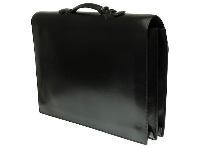 Sac à dépêches Splendid Hermès Dispatch bag in black box leather customized with black crocodile - view 4