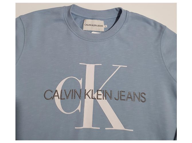 Calvin Klein CK Sweatshirt Blau Baumwolle Größe L - Ansicht 4