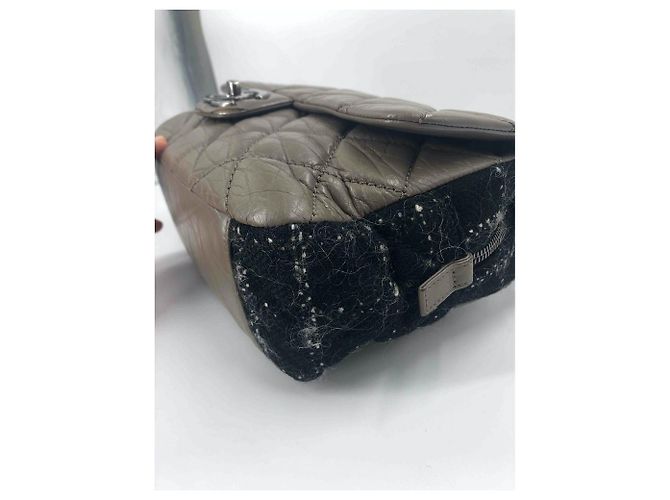 Chanel Timeless Handtasche Leder und Tweed braun - Ansicht 2