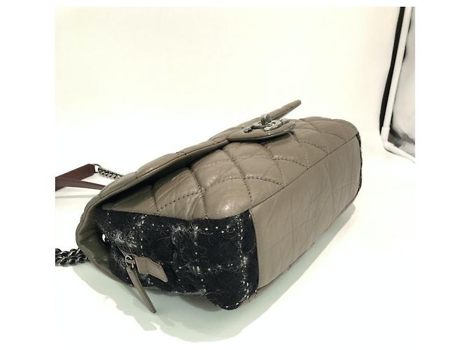 Chanel Timeless Handtasche Leder und Tweed braun - Ansicht 6