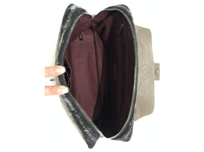 Chanel Timeless Handtasche Leder und Tweed braun - Ansicht 7