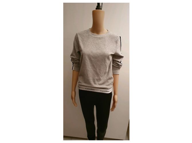 Sudadera Calvin Klein Gris de Algodón con Rayas - vista 3