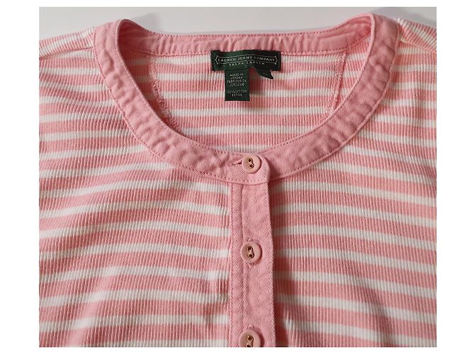 Ralph Lauren Lauren Jeans gestreifter Baumwollpullover rosa weiß Pink - Ansicht 4