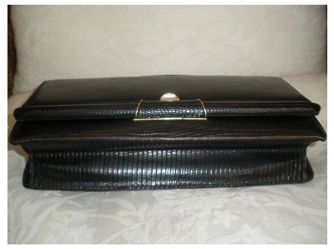 Borsa a mano Lancel in pelle nera effetto lucertola Nero - vista 4