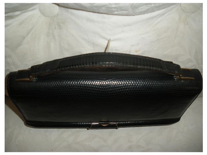 Borsa a mano Lancel in pelle nera effetto lucertola Nero - vista 9