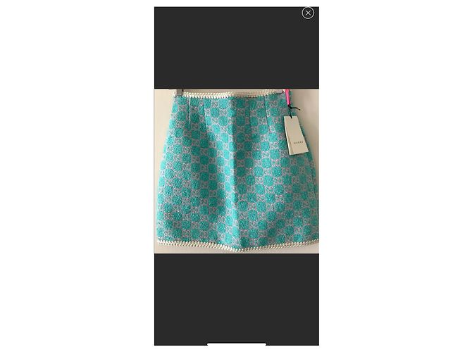 Completo gonna e giacca Gucci in tweed blu GG - vista 7