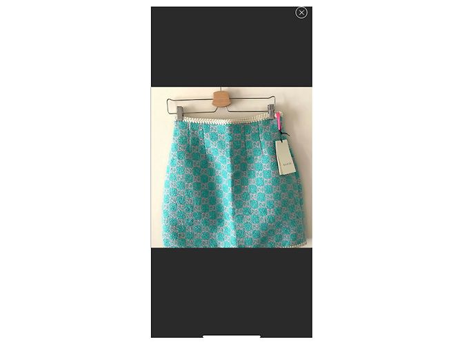 Completo gonna e giacca Gucci in tweed blu GG - vista 8