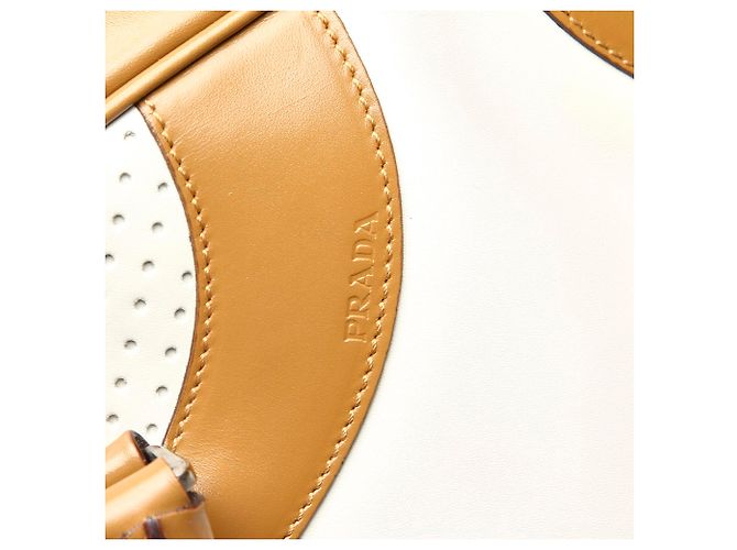 Prada White Vitello Drive Lederhandtasche - Ansicht 8