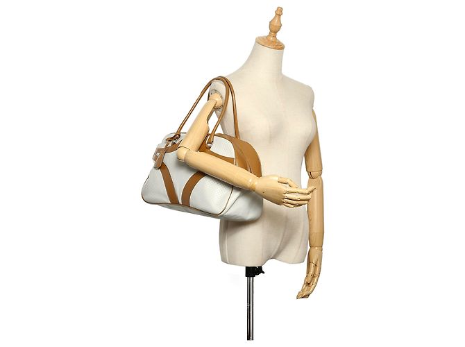Prada White Vitello Drive Lederhandtasche - Ansicht 9