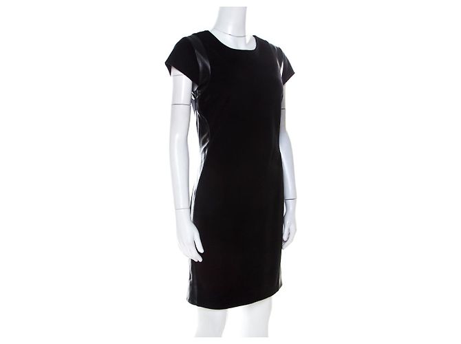 Diane Von Furstenberg DvF Pelle Leder Strickanzug Kleid Schwarz - Ansicht 3