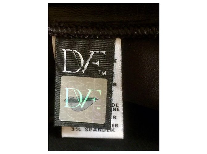 Diane Von Furstenberg DvF Pelle Leder Strickanzug Kleid Schwarz - Ansicht 5