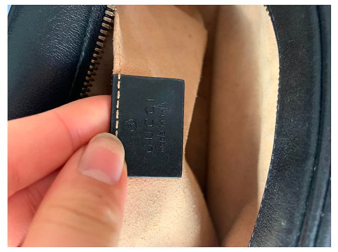 Borsa a tracolla Gucci nera in pelle con catena dorata Nero - vista 3