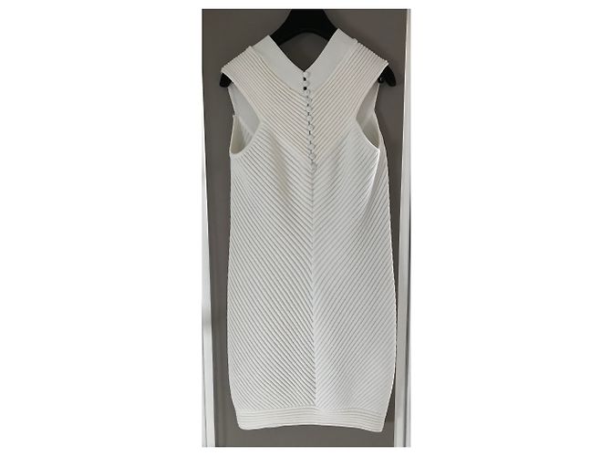 Vestido Chanel Blanco de Algodón Cuello de Pico Sin Mangas - vista 2