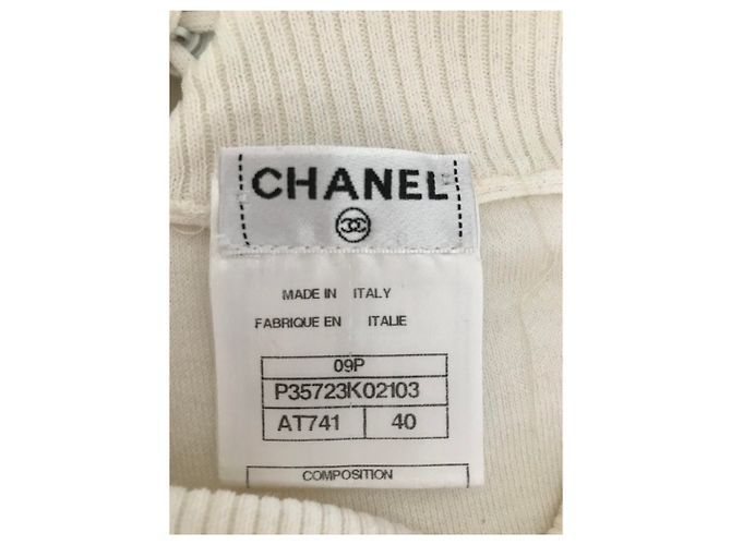 Vestido Chanel Blanco de Algodón Cuello de Pico Sin Mangas - vista 4