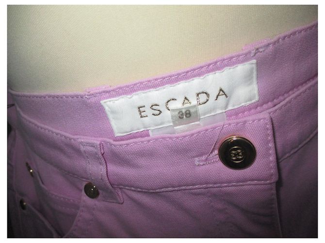 Escada Pantalones Vaqueros Rosa de Algodón Tiro Alto - vista 2