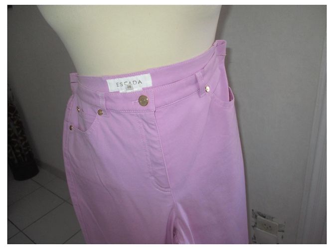 Escada Pantalones Vaqueros Rosa de Algodón Tiro Alto - vista 3