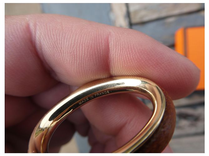 Sciarpa anello Hermès modello kyoto in acciaio permabrass e pelle Gold hardware - vista 3