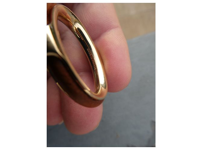 Sciarpa anello Hermès modello kyoto in acciaio permabrass e pelle Gold hardware - vista 4