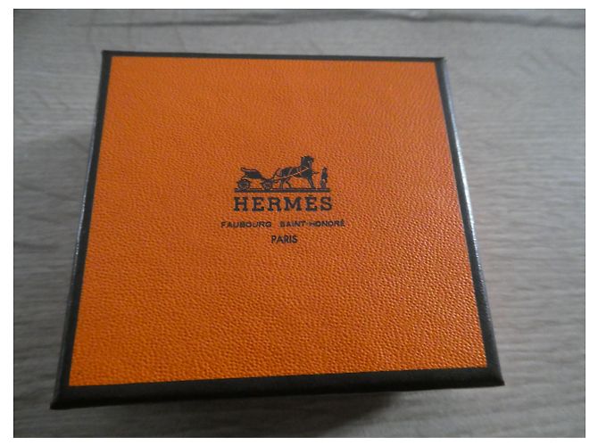 Sciarpa anello Hermès modello kyoto in acciaio permabrass e pelle Gold hardware - vista 7