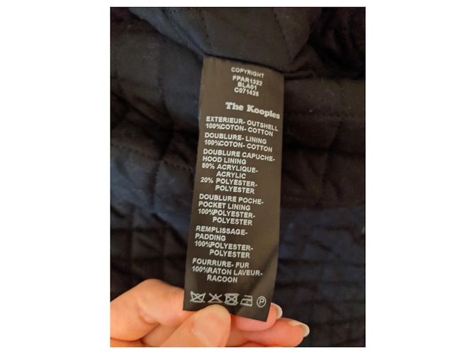 The Kooples FPAR1322 Parka Capa Negra de Algodón Negro - vista 10