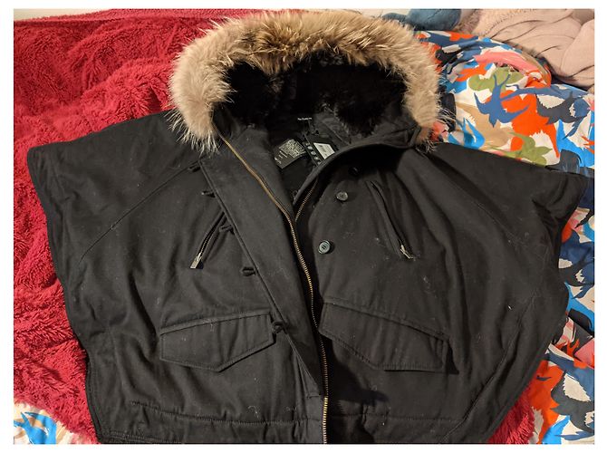 The Kooples FPAR1322 Parka Capa Negra de Algodón Negro - vista 2