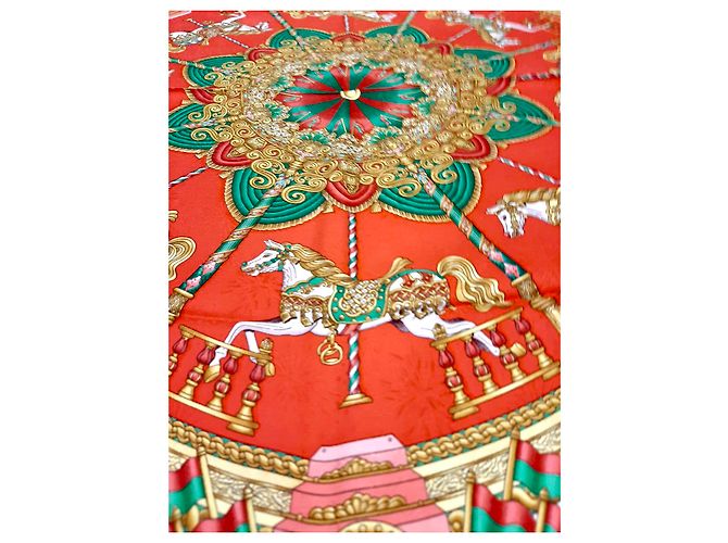 Hermès Luna Park Sciarpa in Seta Jacquard Rossa Rosso - vista 2