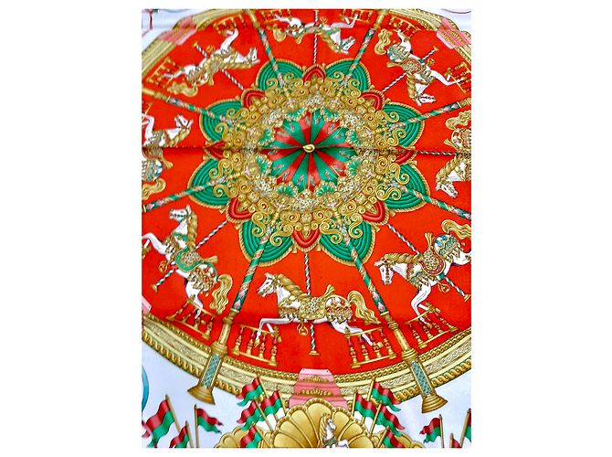Hermès Luna Park Sciarpa in Seta Jacquard Rossa Rosso - vista 3