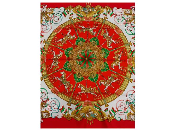 Hermès Luna Park Sciarpa in Seta Jacquard Rossa Rosso - vista 4