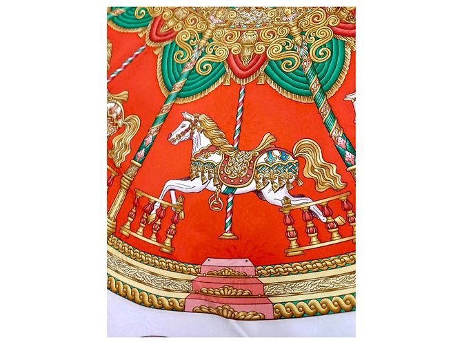 Hermès Luna Park Sciarpa in Seta Jacquard Rossa Rosso - vista 5