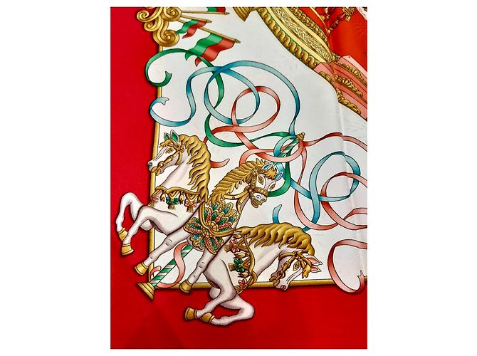 Hermès Luna Park Sciarpa in Seta Jacquard Rossa Rosso - vista 7