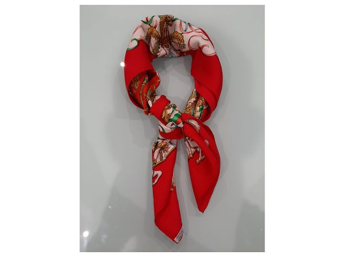 Hermès Luna Park Sciarpa in Seta Jacquard Rossa Rosso - vista 9