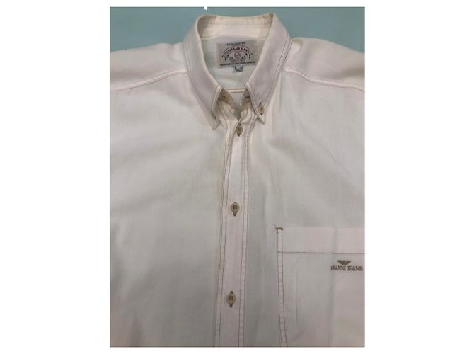 Camicia Armani Jeans Bianca in Cotone a Maniche Lunghe Bianco - vista 2