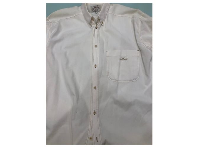 Camicia Armani Jeans Bianca in Cotone a Maniche Lunghe Bianco - vista 3