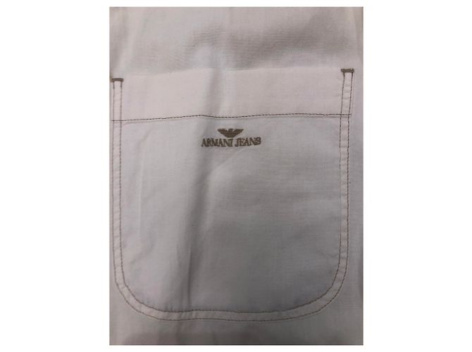 Camicia Armani Jeans Bianca in Cotone a Maniche Lunghe Bianco - vista 4