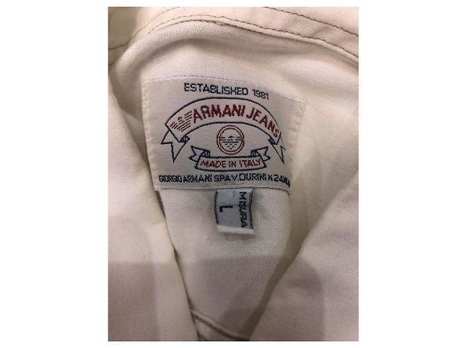 Camicia Armani Jeans Bianca in Cotone a Maniche Lunghe Bianco - vista 6