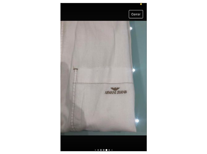 Camicia Armani Jeans Bianca in Cotone a Maniche Lunghe Bianco - vista 7