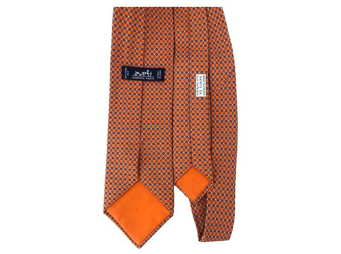Hermès Hermes Cravatta arancione con forme geometriche - vista 3